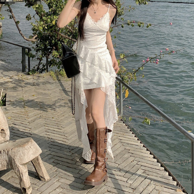 마켓에이 여성용 로맨틱 레이스 슬리브리스 원피스 M263-0064W