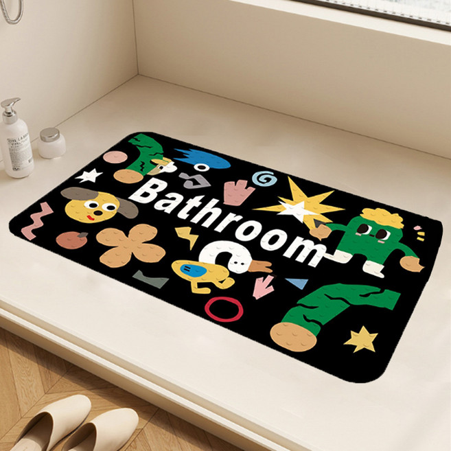 데이소이 낙서 캐릭터 흡착 욕실 욕조 매트 70 x 40 cm, 03 오리와 선인장, 1개