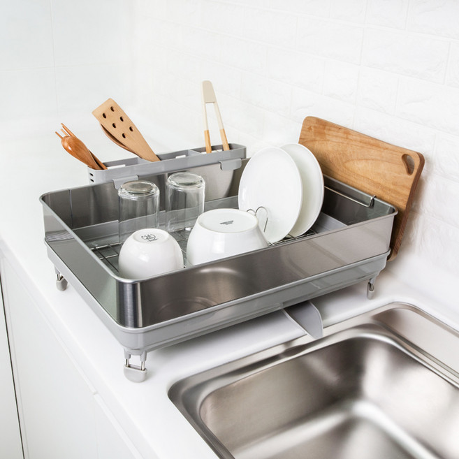 Stopia 優質A型單層碗盤瀝水架, 1層, 淺灰色, 1個