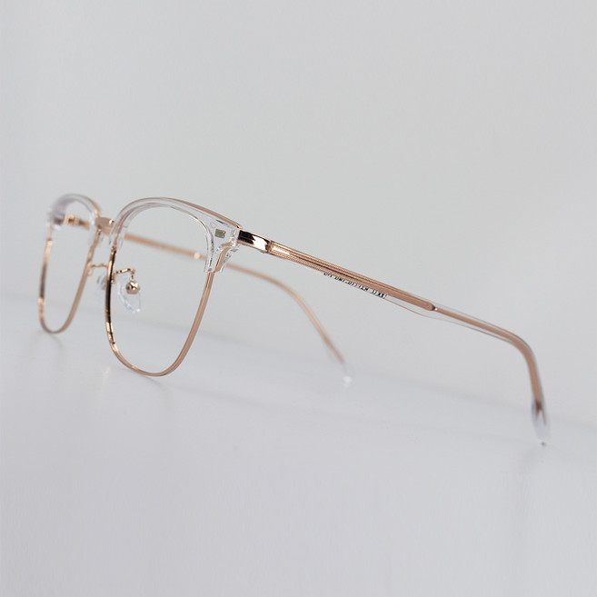 룩스토어 투명 스퀘어 하금테 블루라이트차단 반뿔테안경 16917