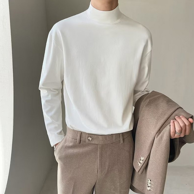 엘쏘 남성용 반폴라 니트 목폴라 스웨터