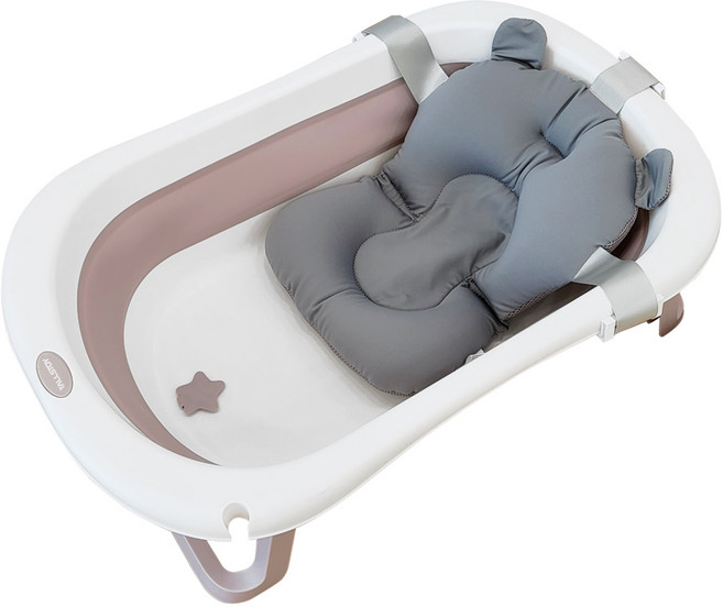톨스토이 접이식 욕조 + 신생아 목욕쿠션, 코코아 핑크(접이식 욕조)