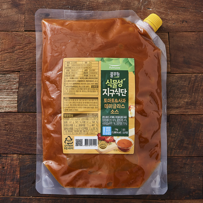 지구식단 풀무원 토마토 & 사과 데미글라스 소스, 1kg, 1개