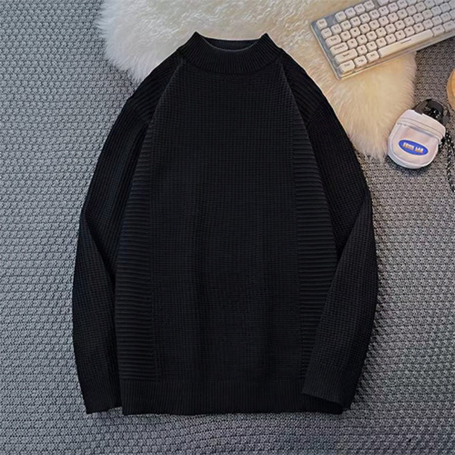 남성용 훈훈한 느낌 솔리드 컬러 하프 터틀넥 니트