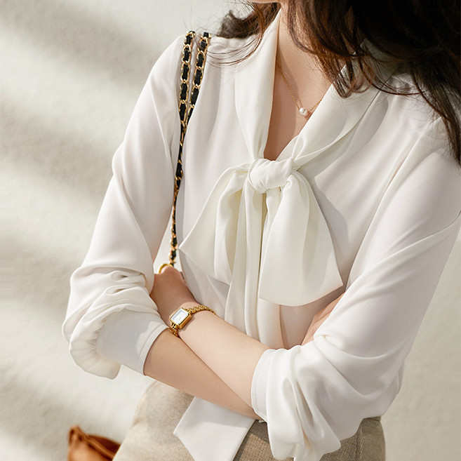 DMELD 女款蝴蝶結綁帶正裝襯衫