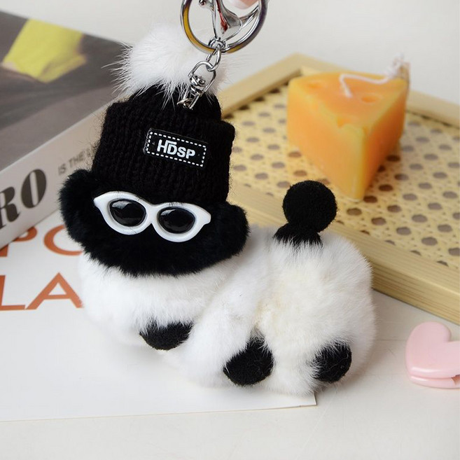 다다랜드 힙한 애벌레 인형 백꾸 가방 키링, 블랙 + 화이트, 1개, 12cm