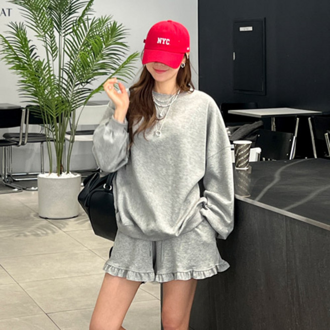 난닝구 여성용 토펀코 맨투맨 프릴 팬츠