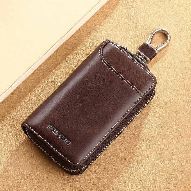 Ez2mk 대용량 다기능 스크래치방지 지갑 키홀더, 다크브라운, MS-750