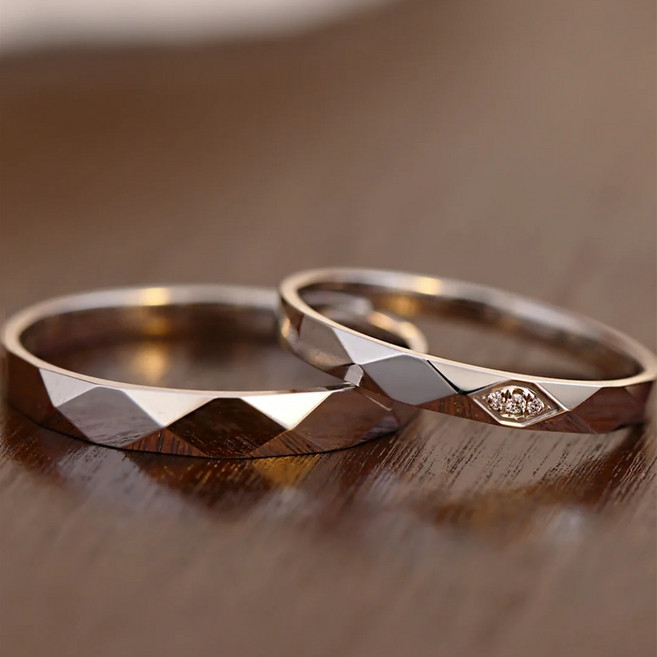 비아워게스트 심플 포인트 오픈 반지 커플링 2종 세트
