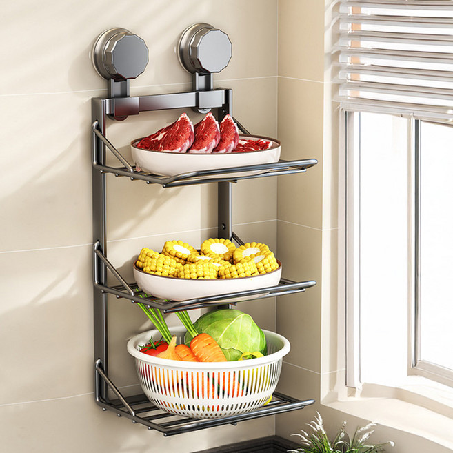 앤티스 무타공 공간활용 조리대 보조 선반 3단, 실버, 1개