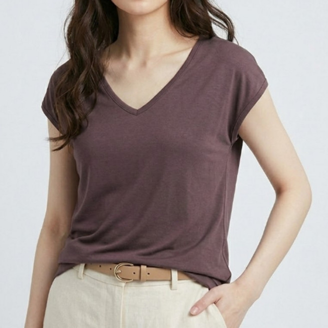 소니오 여성용 브이넥 숏소매 티셔츠