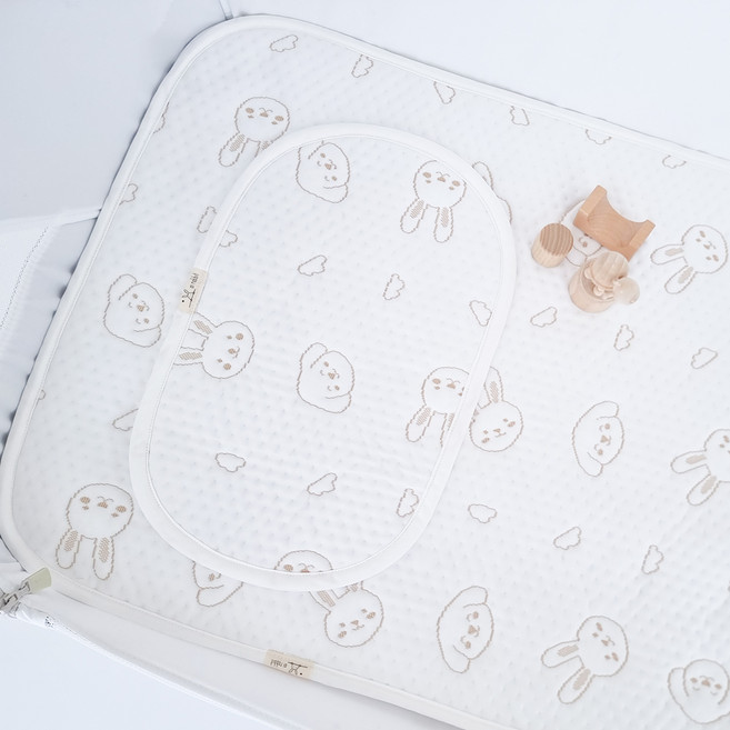 아이레빗 유아용 아이스론 양면 땀패드 베개 고정끈 없음, 화이트토끼, 1개