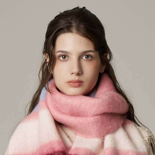 WHITE SANDS 男女通用寬版條紋混色Ribos圍巾