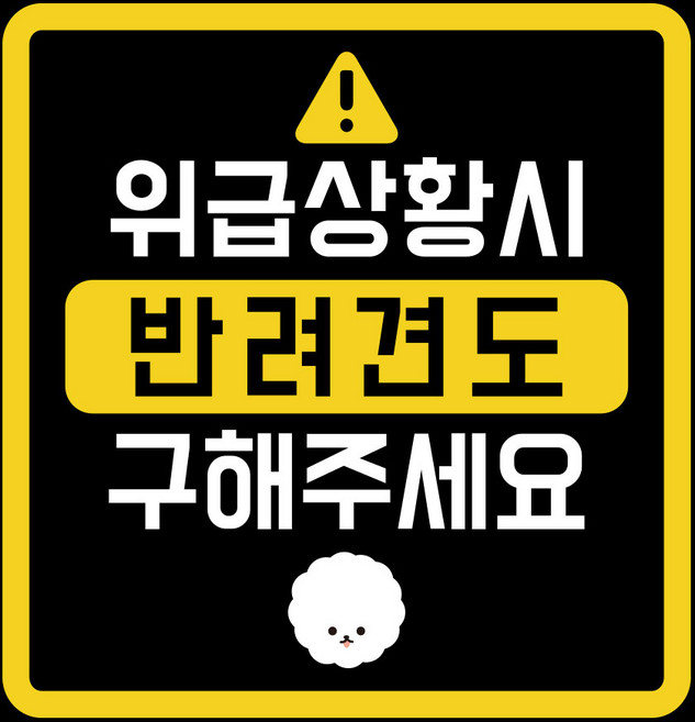 위급상황시 반려견도 구해주세요 차량용 스티커, 비숑, 1개
