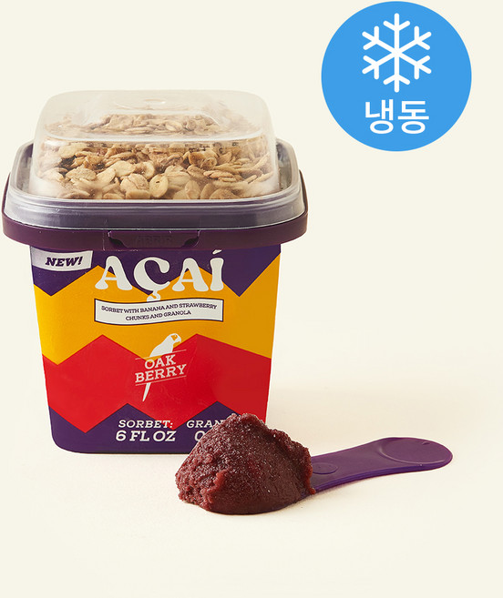 오크베리 아사이볼 소르베 미니오크 딸기 앤 바나나 아이스크림 (냉동), 195g, 1개, 1개입
