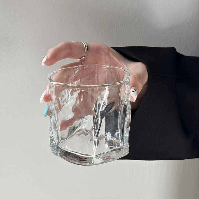 다파랑 오로라 비정형 유리 홈카페 감성 위스키잔 230ml HJ1405, 투명, 2개