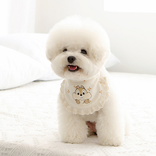 이츠독 강아지 디즈니 오가닉 칩앤데일 턱받이, 체리, 1개