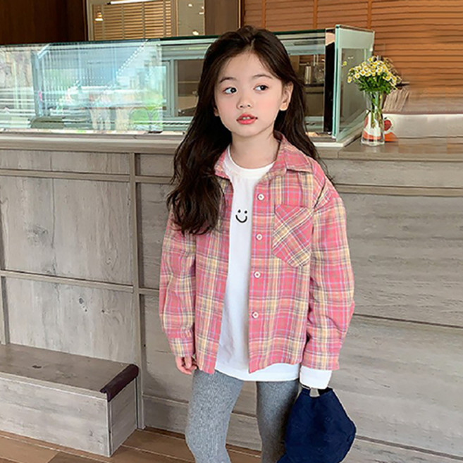 꼰띠키즈 아동용 컬러 데이 체크남방