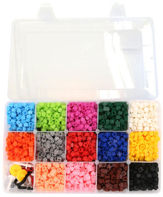 클레이피아 디폼블럭 8mm S-01 14색 3600p+ 도안 + 고리 6p + 팽이 재료 3p + 스피너 세트, 혼합색상, 1개