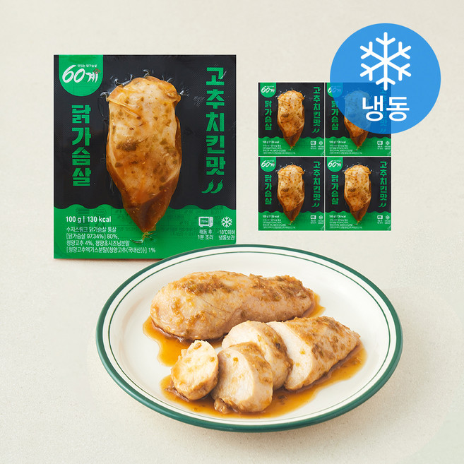 60계 소스 닭가슴살 고추치킨맛 (냉동), 100g, 5개, 1개입