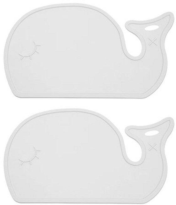 몬스펫 반려동물 오염방지 논슬립 식기 고래 모양 방수매트 46 x 28 cm, 그레이, 2개