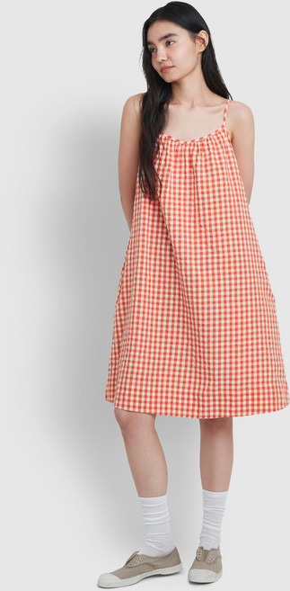 JAJU 女款棉質泡泡紗無袖睡衣連身裙