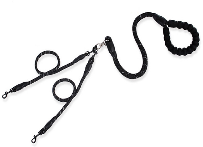 도그웨그 강아지 멀티 로프 리드줄 2in1, 검정, 1개