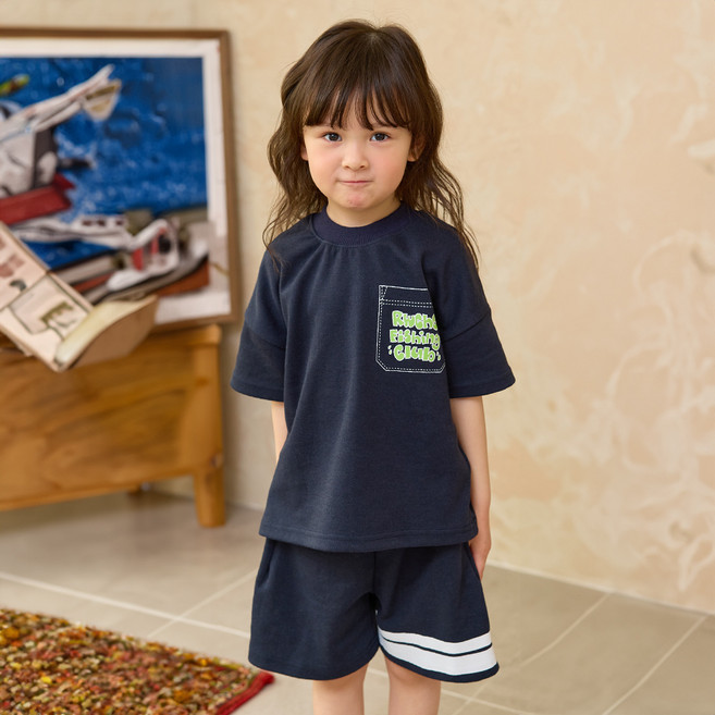 유라비 아동용 더블 라인 아이든 포켓 상하의 세트