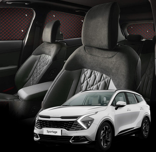 지엠지모터스 차량용 햇빛가리개 차박 암막 커튼 스포티지 NQ5 전용 한대분, 레드, 1세트