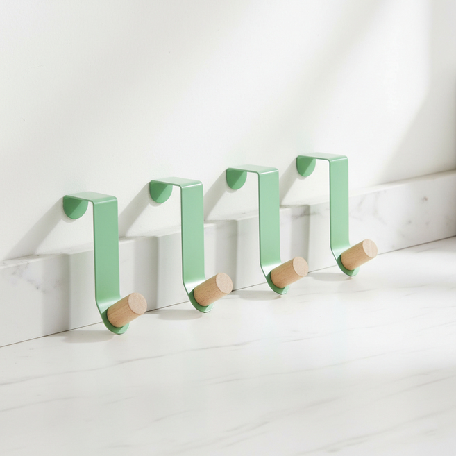 마켓피아 행거 다용도 옷 모자 도어훅, 그린, 4개