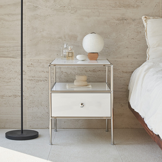 포더홈 무디 모듈 협탁 상부 선반형 400 방문설치, 화이트, 1개