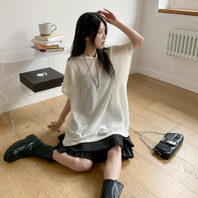 린다샵 디주에 오버핏 후드 니트 조끼 cpvt1415k62