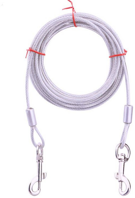 레오펫 반려견 중대형견 와이어 PVC 롱리드줄, 실버, 1개