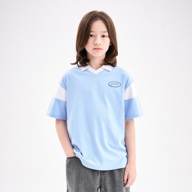 젤리스튜디오 아동용 통기성 수퍼쿨 블럭 코어 루즈핏 반팔 티셔츠