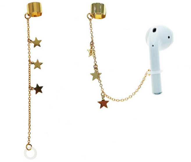 아리코 에어팟 분실방지 양쪽 스타 이어커프, 골드, 1개