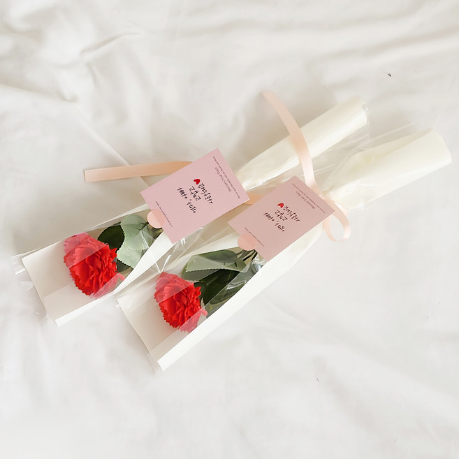 아스파시아 플르 카네이션 메시지 비누꽃 한송이 꽃다발 엄마아빠 고맙고 사랑해요, 레드, 2개