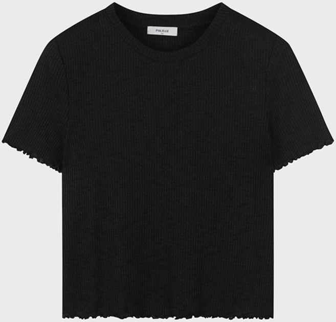 폴햄 여성용 립 웨이브 크롭 반팔 티셔츠