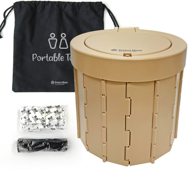 브리즈문 편리한 이동식 화장실 프리미엄 세트, 탄베이지, 1개