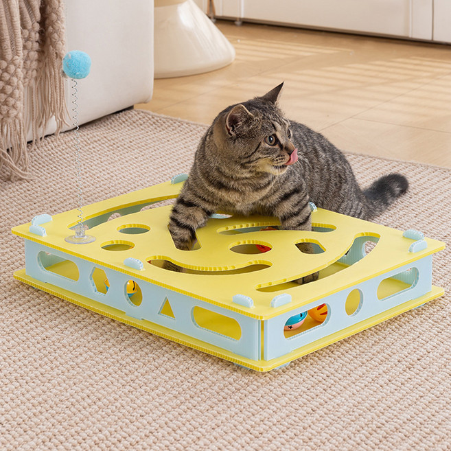 파스텔펫 고양이 퍼즐 공잡기 박스장난감 FREE, 옐로우, 1개