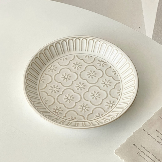 아메리칸로드 그을림 빈티지 도자기 플레이트 화이트 접시 HR2637, 사과꽃, 1개