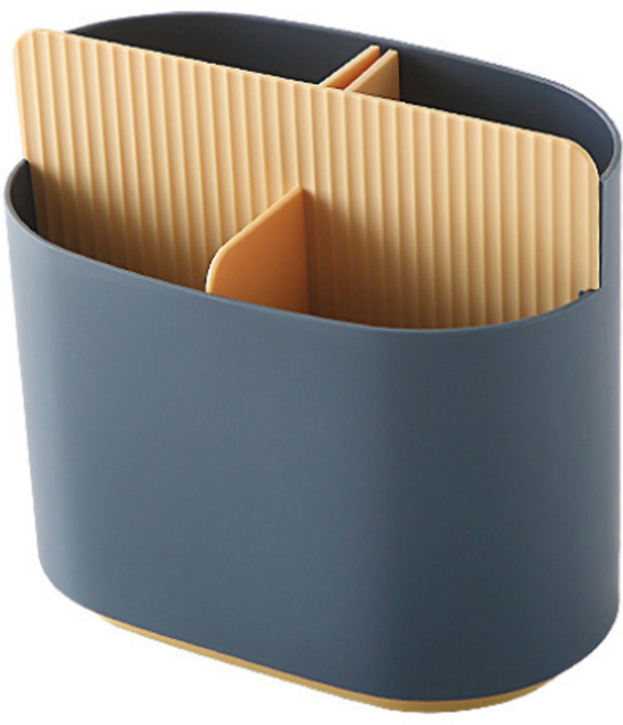 합구 파스텔 4칸 분리 수저통, 블루, 1개