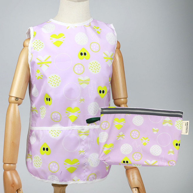 베베슈에뜨 아동용 방수 민소매 앞치마 파우치 세트