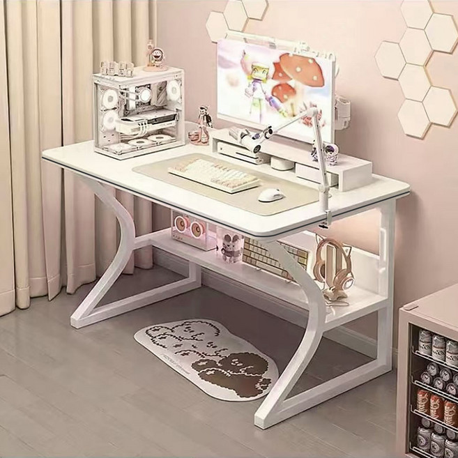 가구느낌 테슬 게이밍 컴퓨터 책상, 화이트화이트