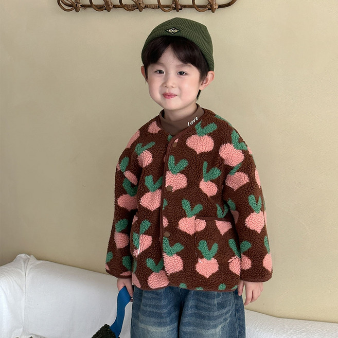 스타빈 패턴 기모 뽀글 긴팔 자켓