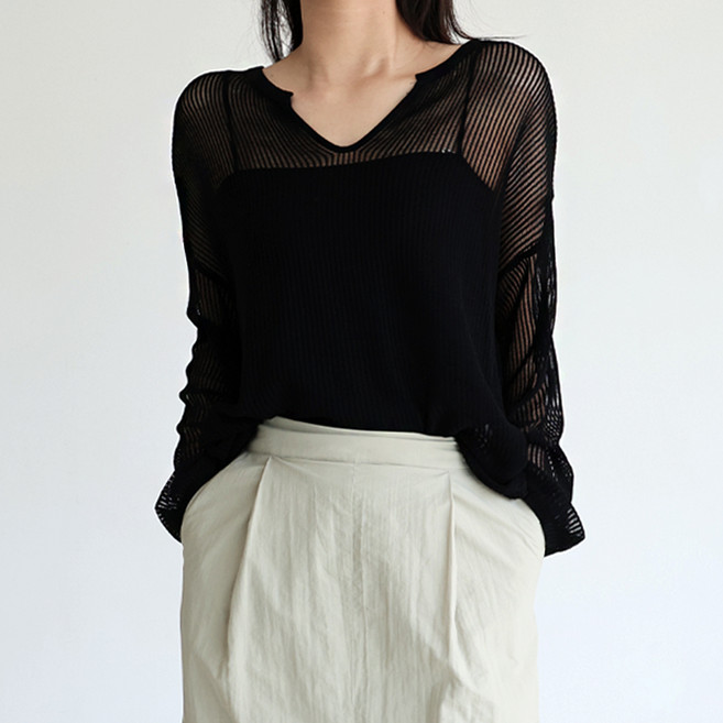 모이르벨라 여성용 텐시 루즈 브이넥 니트 T24SS2-A0410