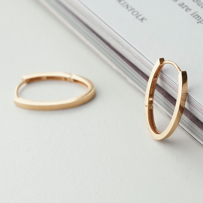 MONOLIZ 여성용 14k 오벌 데일리 원터치 링 귀걸이