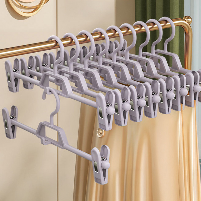 솔브리빙 무자국 논슬립 집게형 바지걸이, 퍼플, 10개