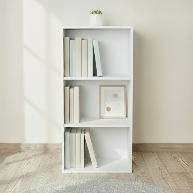 아이리스 오픈 책장 CX-3, 올화이트, 3단