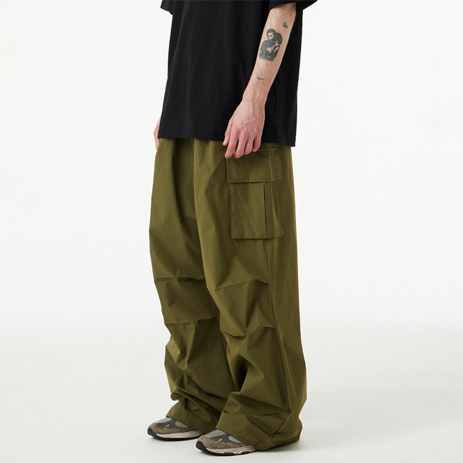 어반에이지 남녀공용 워터푸르프 원턱 카고 파라슈트 와이드 팬츠