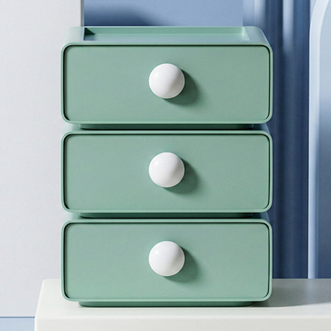 데일로그 파스텔 서랍형 미니 책상 정리함 3p, 민트, 1단